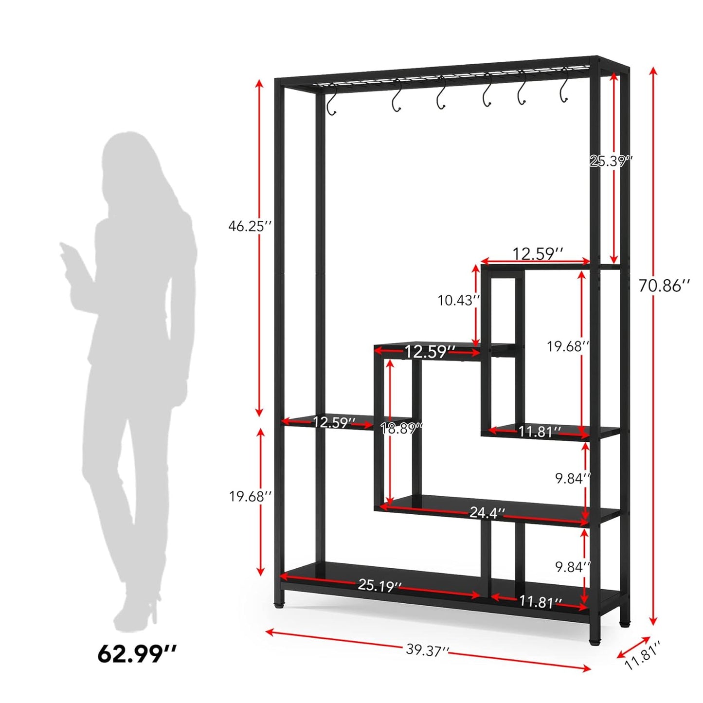 Large Capacity Multi-Tier Plant Stand – Metal Plant Rack with Hanging Bar for Home, Patio & Sunroom Peace Plants
