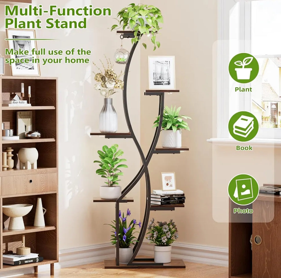 Decorative 8 Tier Plant Stand with Built-in LED Grow Lights Peace Plants Rack