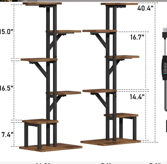 LED Plant Stand Set of 2 – Multi-Level Indoor-outdoor Peace Plant Rack with Full-Spectrum Grow Lights