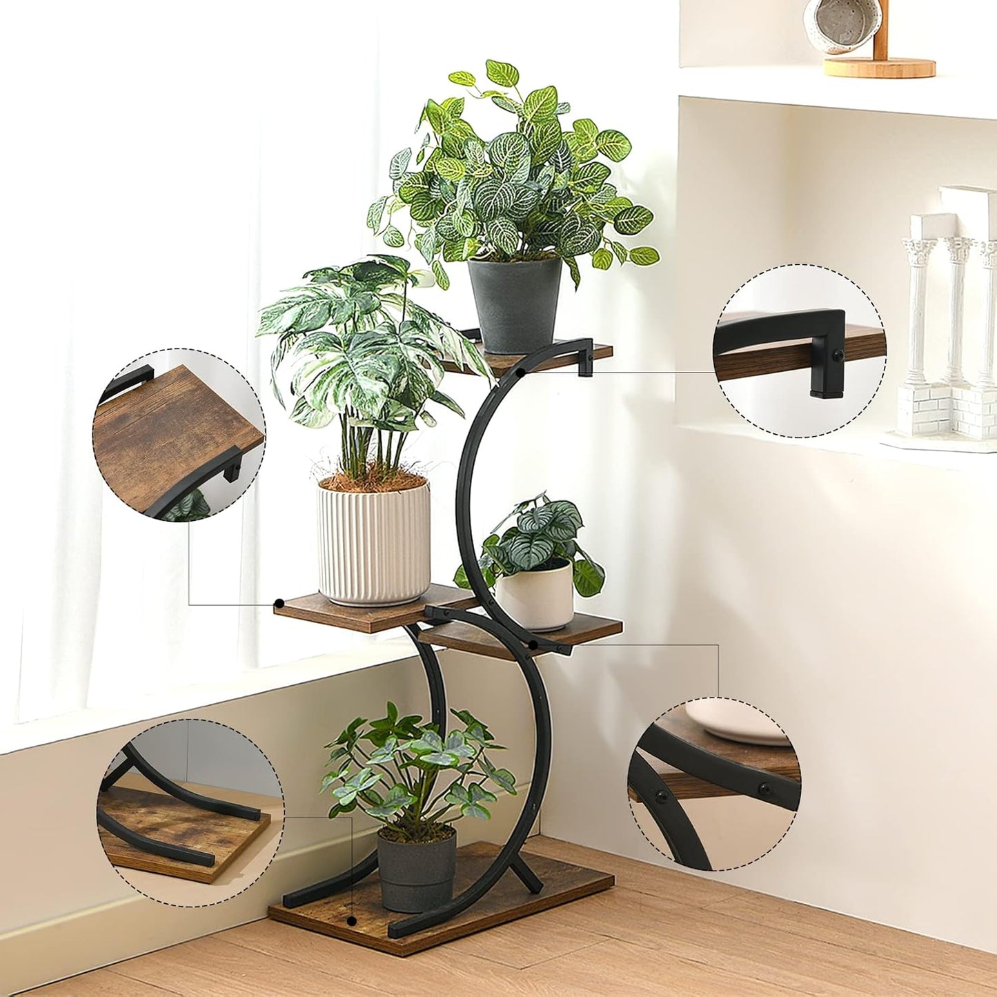 Decorative CC Tier Indoor Plant Stand – Space Saving Plant Display Peace Plants Rack